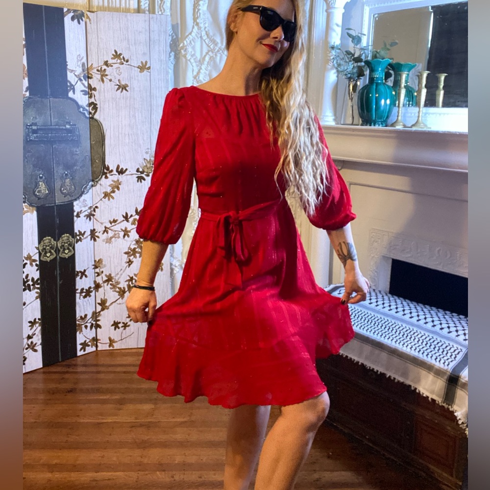 VALENTINES DAY DRESS 💃🏼 DKNY Red Sweetheart 3/4 Sleeve Size 6